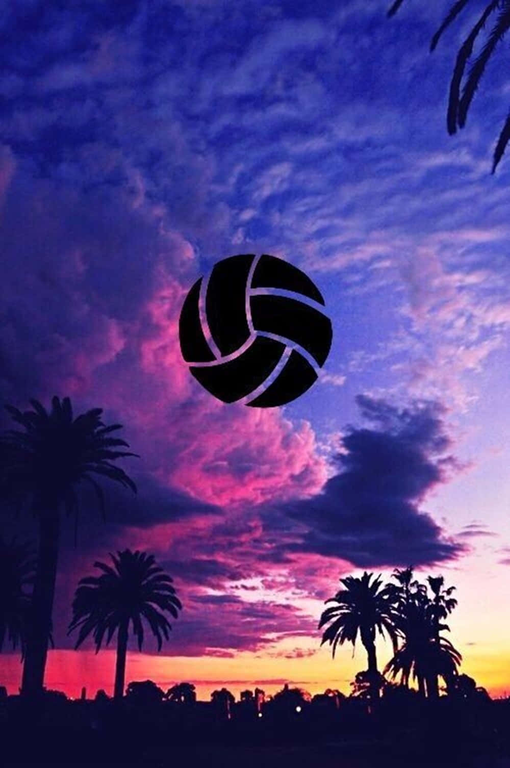 1000x1510 Download Cute Volleyball Logo On Purple Blue Sky Wallpaper, Phone