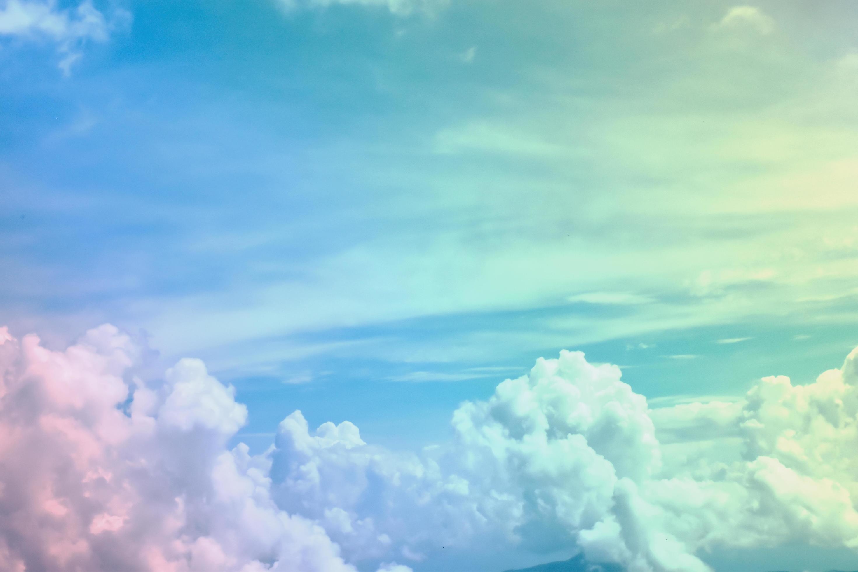 2940x1960 Sunshine clouds sky with a pastel soft color. Abstract blurred cyan gradient of sky nature, Desktop