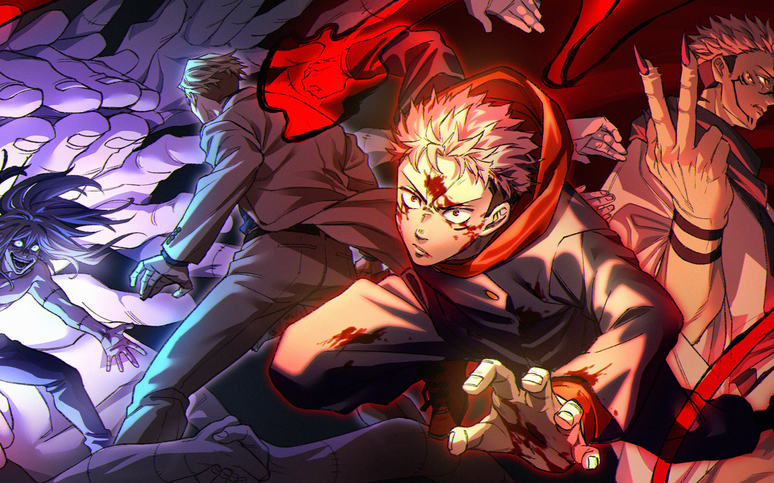 2560x1600 Download wallpaper Sukuna, Mahito, Itadori Yuuji, Nanami Kento, manga, Jujutsu Kaisen, artwork for desktop with resolution. High Quality HD picture wallpaper, Desktop