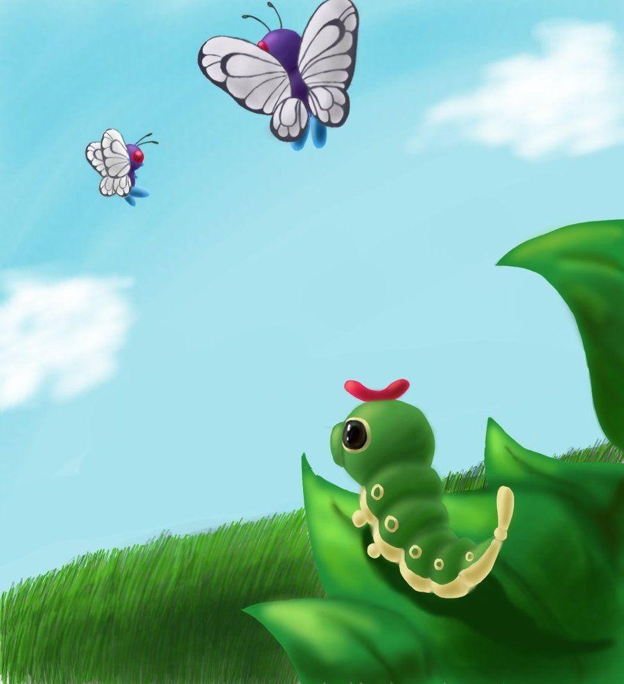 900x990 Caterpie and Butterfree. Butterfly. Pokémon, Phone