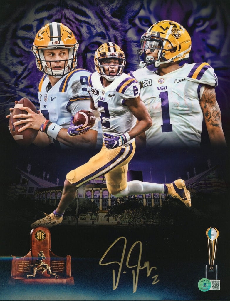 790x1030 LSU Justin Jefferson Authentic Signed 11x14 Custom Collage Photo BAS W, Phone