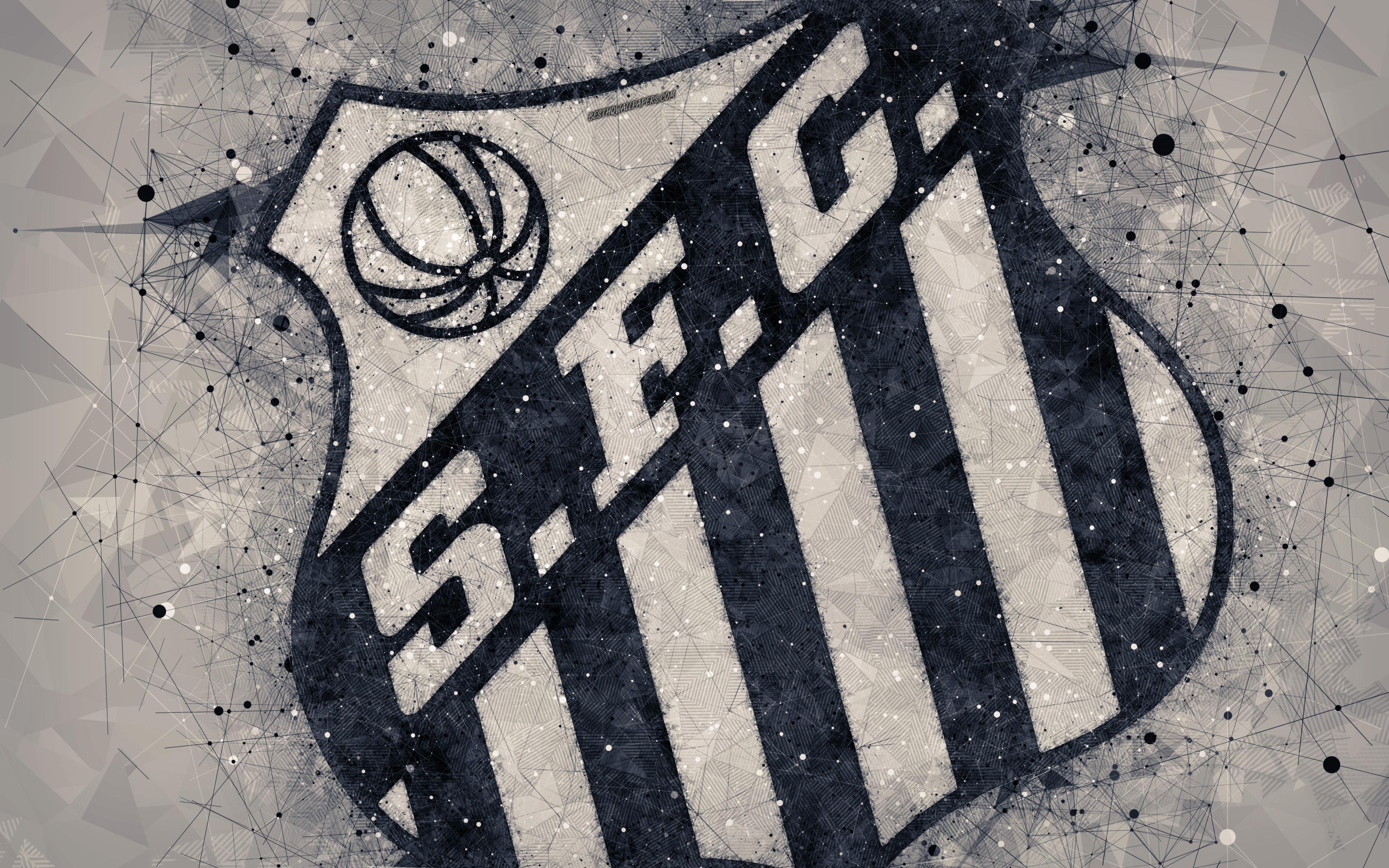 3840x2400 Download wallpaper Santos FC, 4k, creative geometric art, logo, Desktop