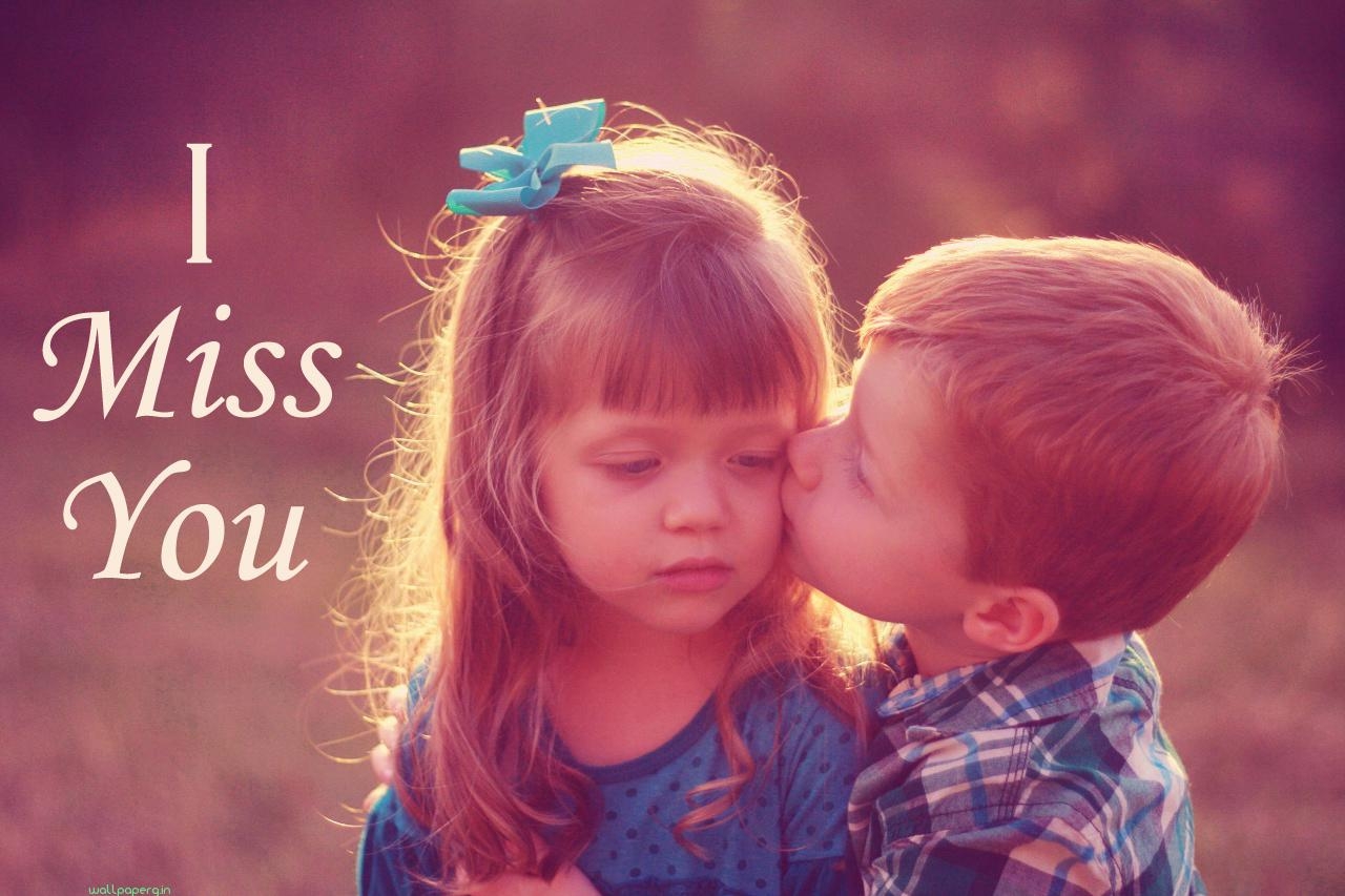 1280x860 Download I miss you HD wallpaper image with small boy kissing girl you HD wallpaper for your mobile cell phone, Desktop