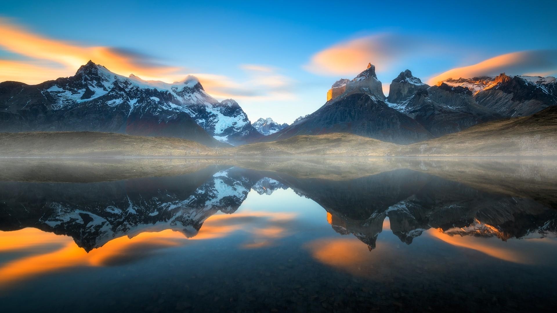 1920x1080 water, #mountains, #reflection, #mist, #nature, #landscape, #Chile, Desktop