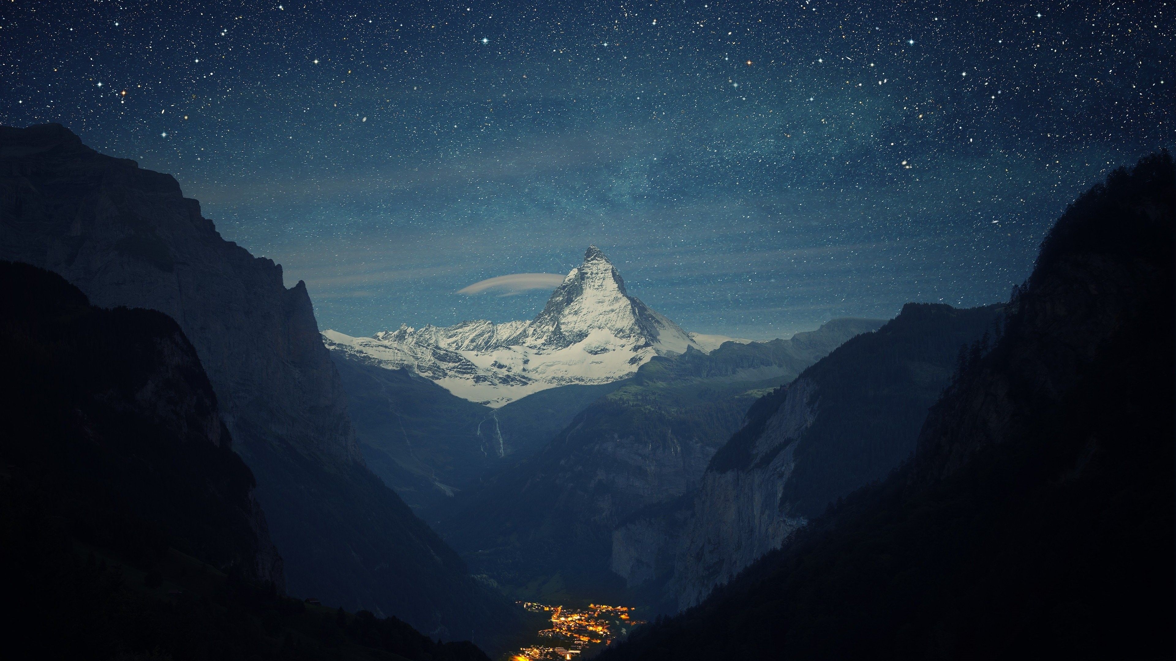 3840x2160 Wallpaper Switzerland, 4k, 5k wallpaper, Alps, mountains, stars, Desktop