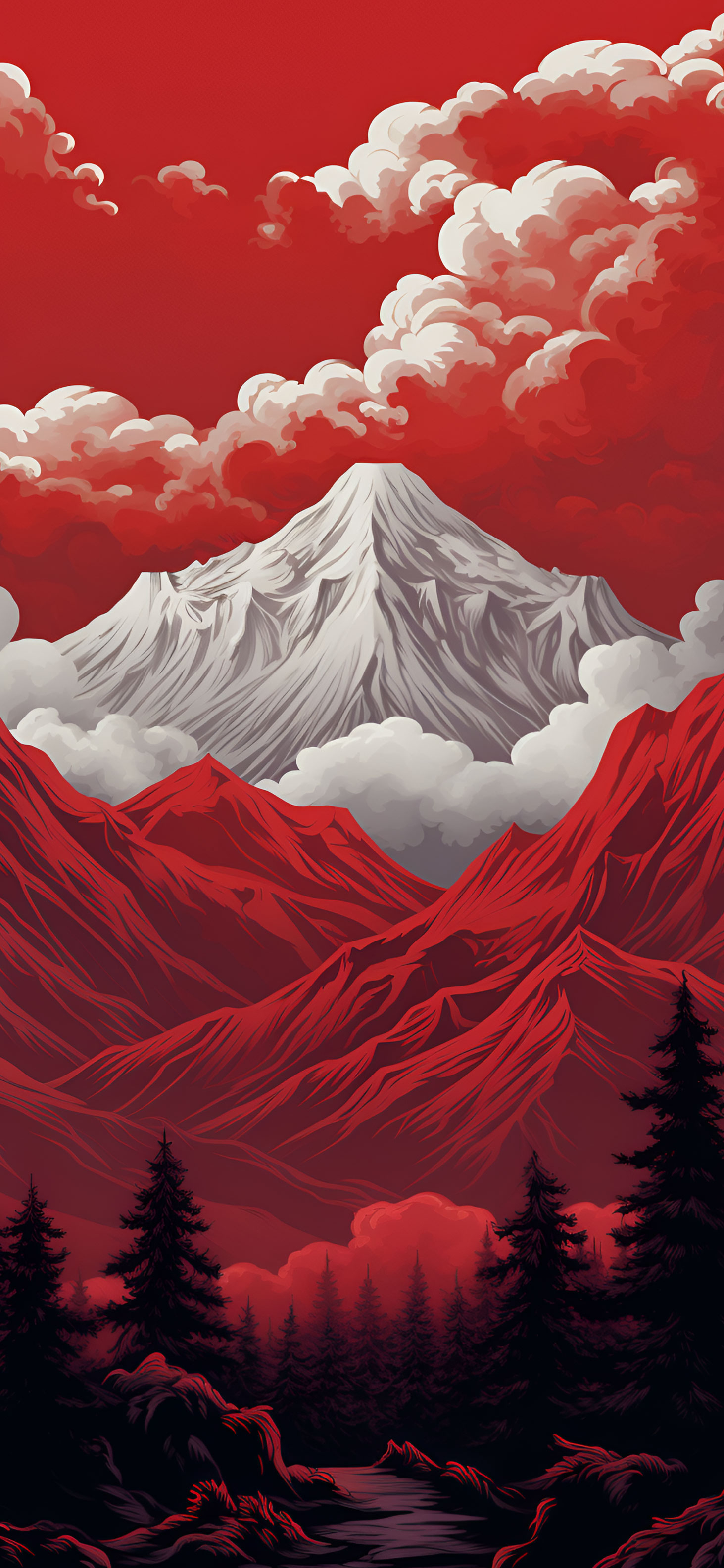 1470x3180 White & Red Mountains Unique Wallpaper Nature Wallpaper, Phone