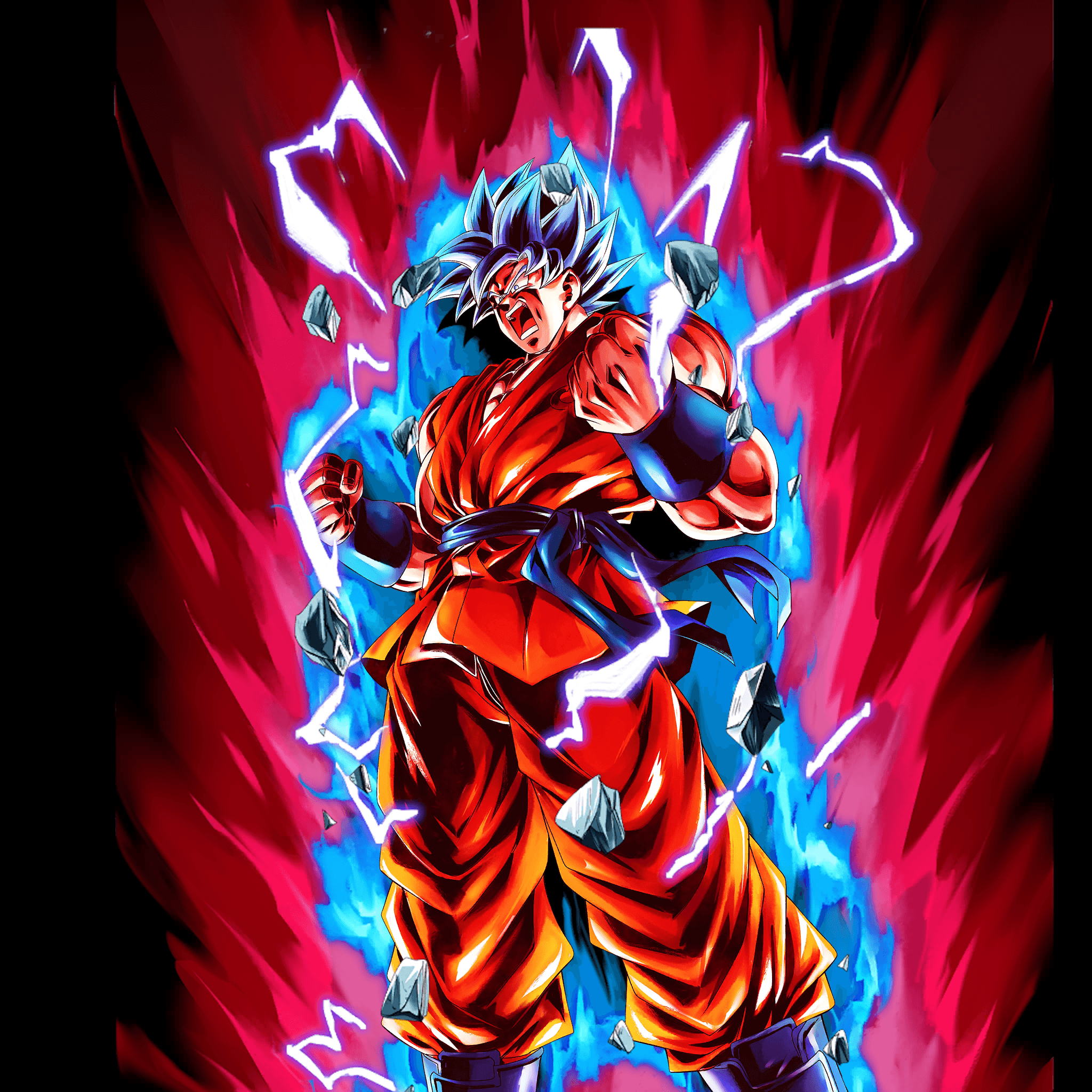 2050x2050 Super Saiyan God SS Goku Kaioken Art Wallpaper 2K, Phone