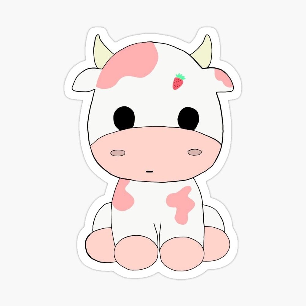 1000x1000 Strawberry cow ideas. cow, cow drawing, pink cow, Phone