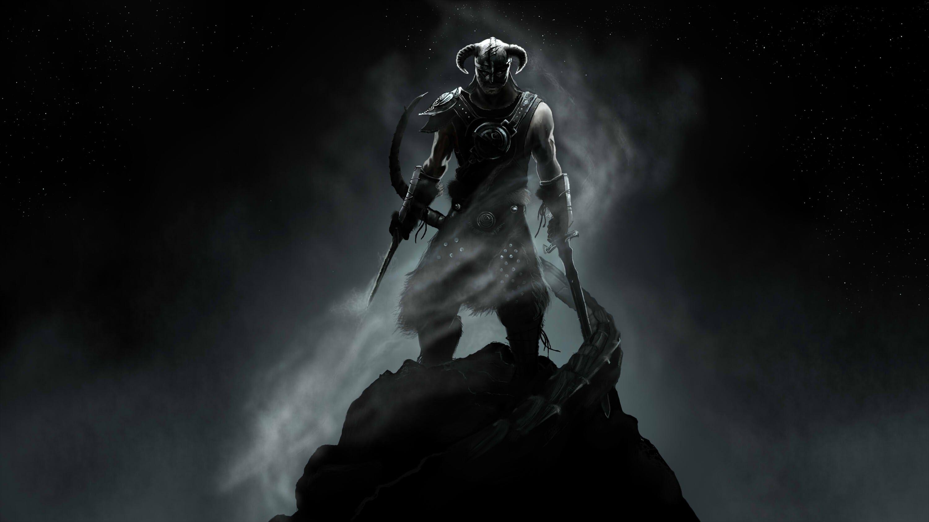 3000x1690 skyrim wallpaper black and white, Desktop