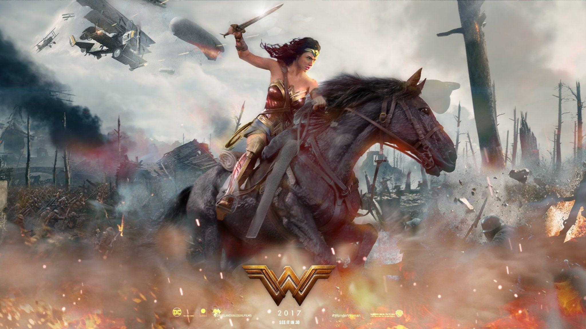 2050x1160 Download 2017 Wonder Woman Movie Fan Art HD 4k Wallpaper, Desktop