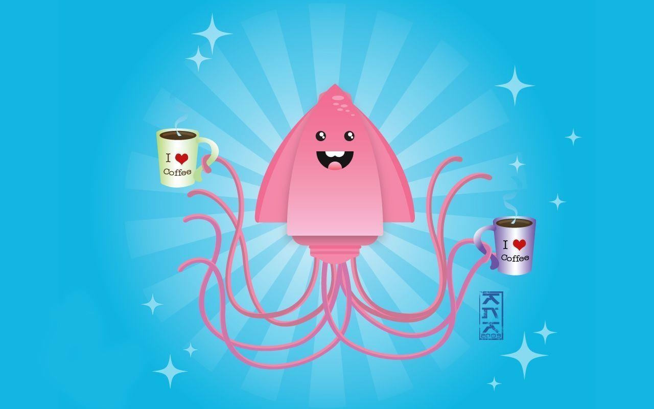 1280x800 Free Wallpaper: Super Perky Squid. coffee cup adventures, Desktop