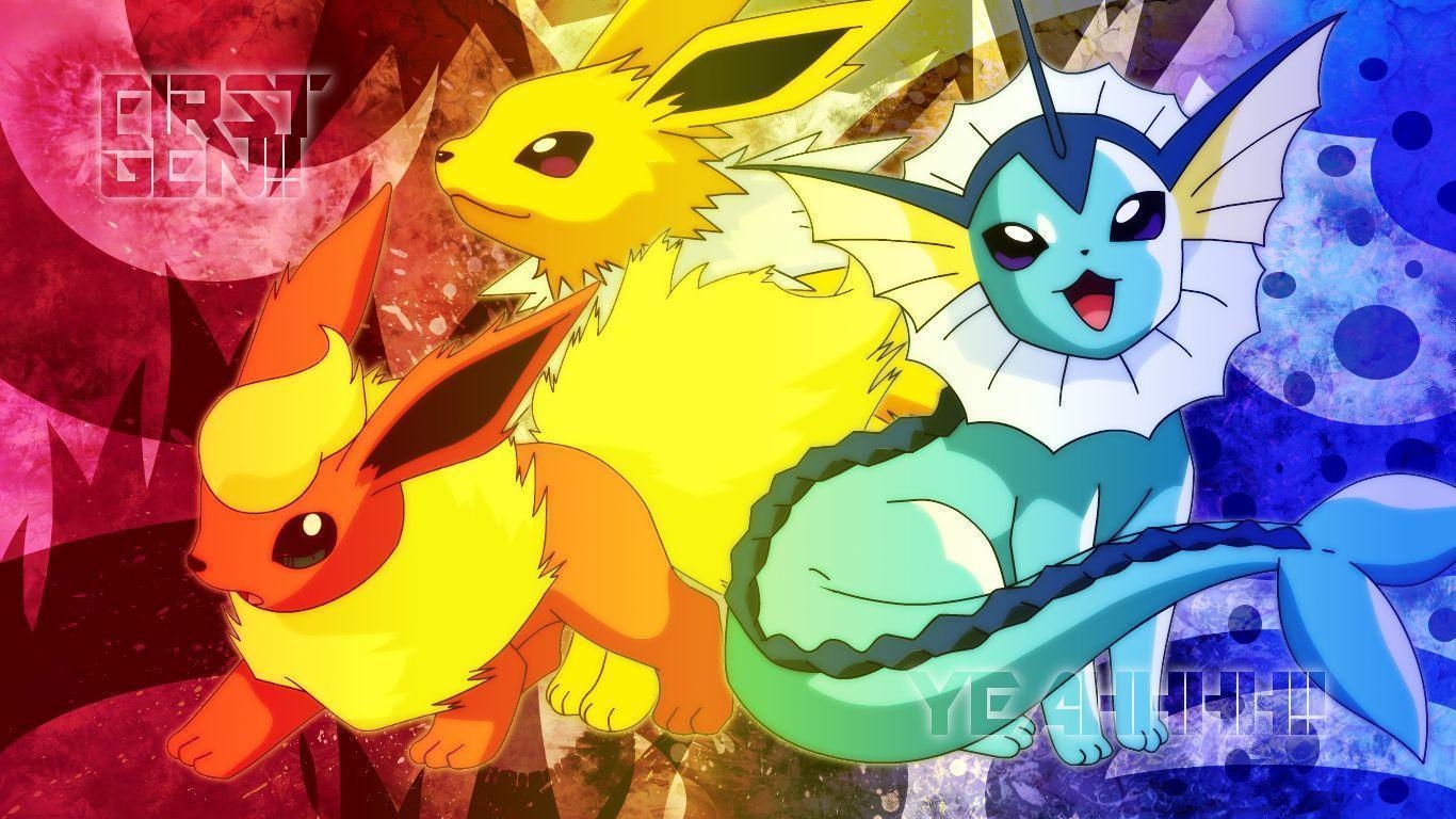 1370x770 pokemon flareon vaporeon jolteon #oND7, Desktop