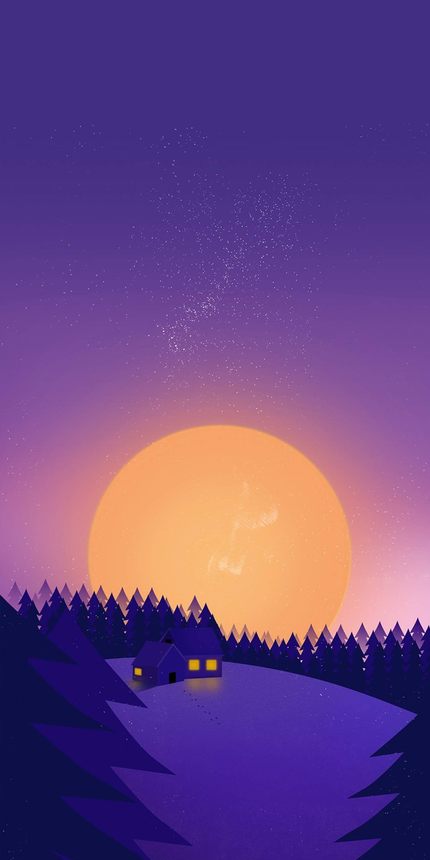 1500x3000 Winter Sunset Snow Minimal iPhone Wallpaper in 2019, Phone