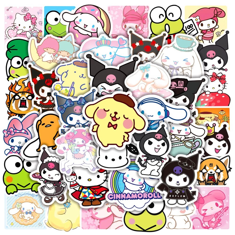 1000x1000 My Melody and Kuromi Stickers, 50 Pcs Cute Kawaii Mixed Stickers for Water Bottles , Hello Kitty Kitty Stickers Cinnamoroll Pompompurin Keroppi Pochaco Kawaii Stickers for Kids Teens Girls (Kawaii Sticker), Phone