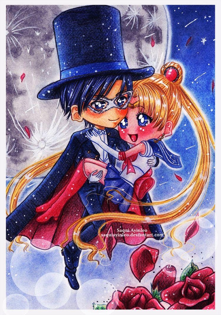 750x1070 Sailor Moon and Tuxedo Mask by Saayi-san, Phone