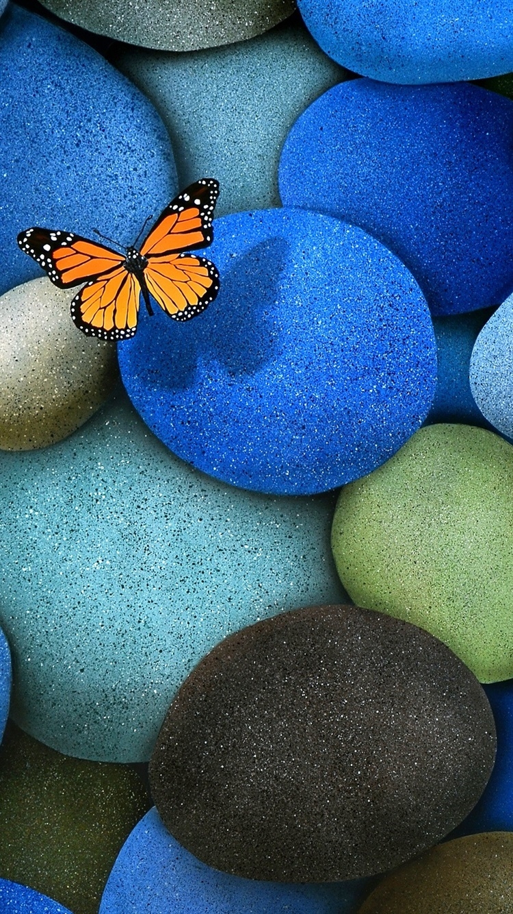 750x1340 The Blue Cobblestone, Butterfly  IPhone 8 7 6 6S Wallpaper, Background, Picture, Image, Phone