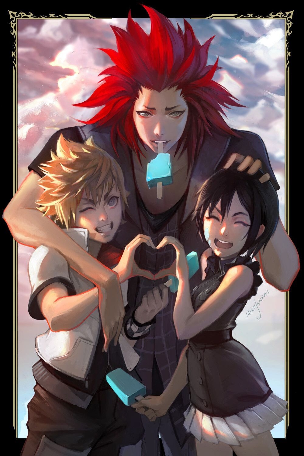 1000x1500 The Wholesome Trio Artwork RY5EQE. Roxas Kingdom Hearts, Kingdom Hearts Wallpaper, Kingdom Hearts Fanart, Phone