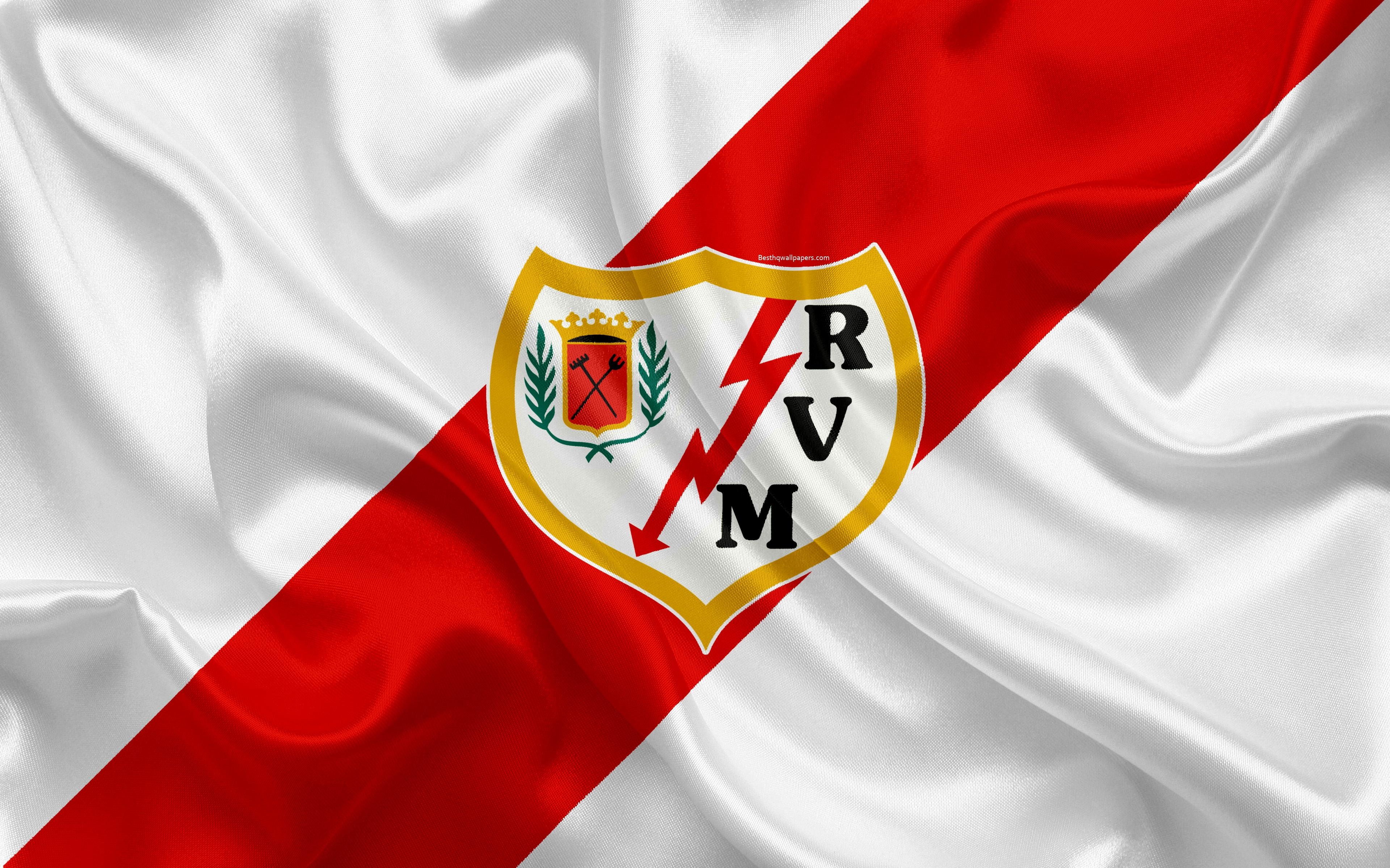 3840x2400 Download wallpaper Rayo Vallecano, 4k, silk texture, Spanish, Desktop