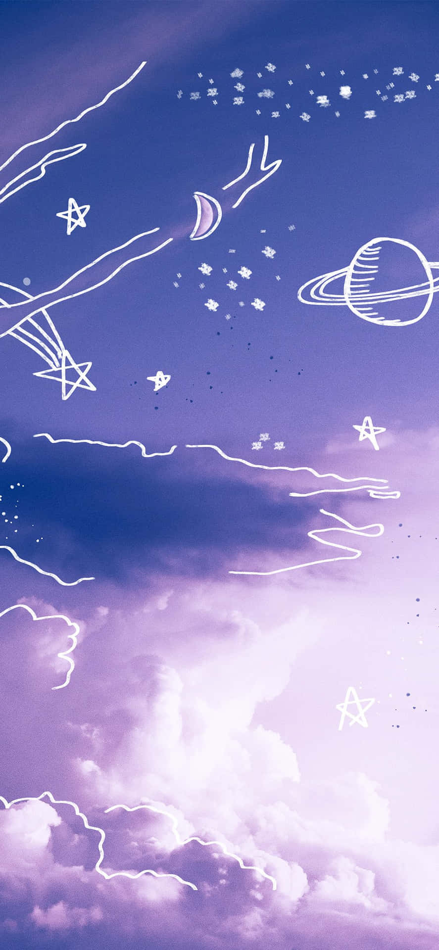 890x1920 Download Aesthetic Sky Doodle Art, Phone