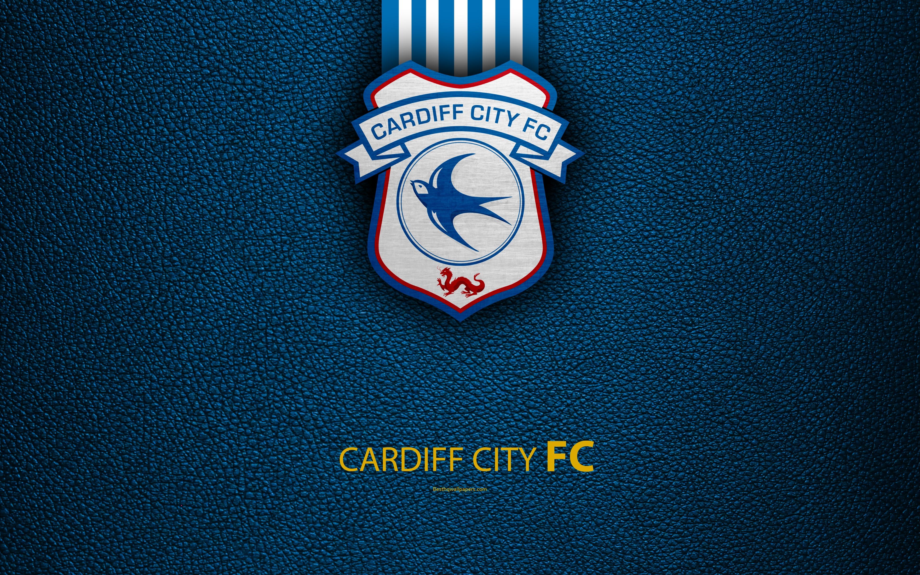 3840x2400 Download wallpaper Cardiff City FC, 4K, English football club, logo, Desktop