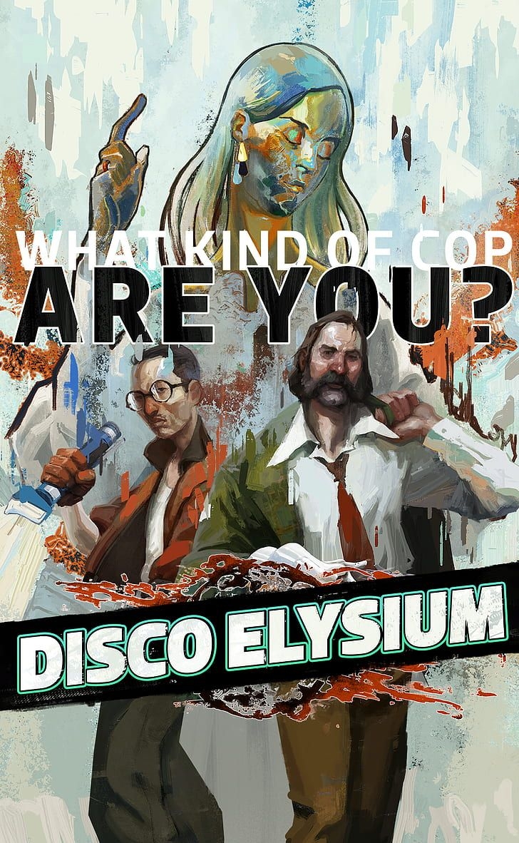 730x1190 HD wallpaper: Disco Elysium, cover art, game logo, Phone