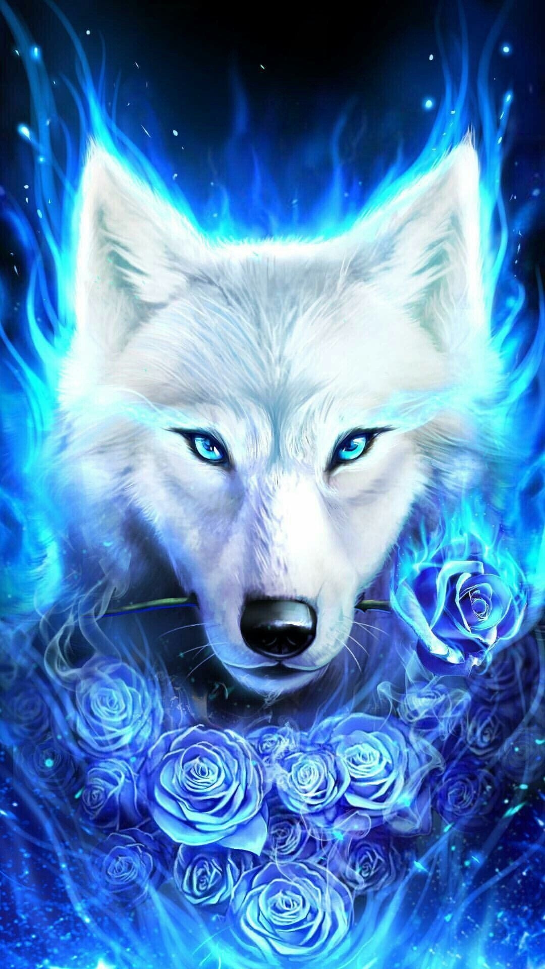 1080x1920 Wallpaper Wolves Fire, Phone