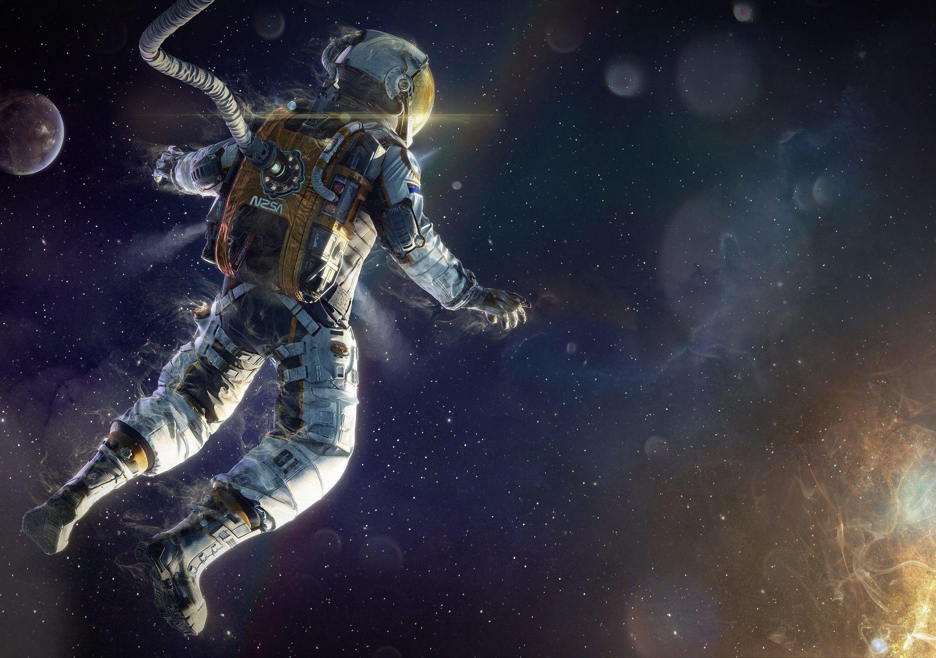 1920x1350 Download  Astronaut, Falling Down, Sci Fi, Stars, Fire, Desktop