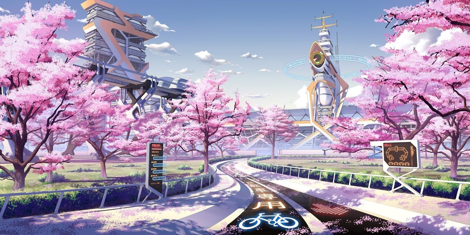 1600x800 #anime, #cherry blossom, #seasons, #Culture Japan, #spring, Dual Screen