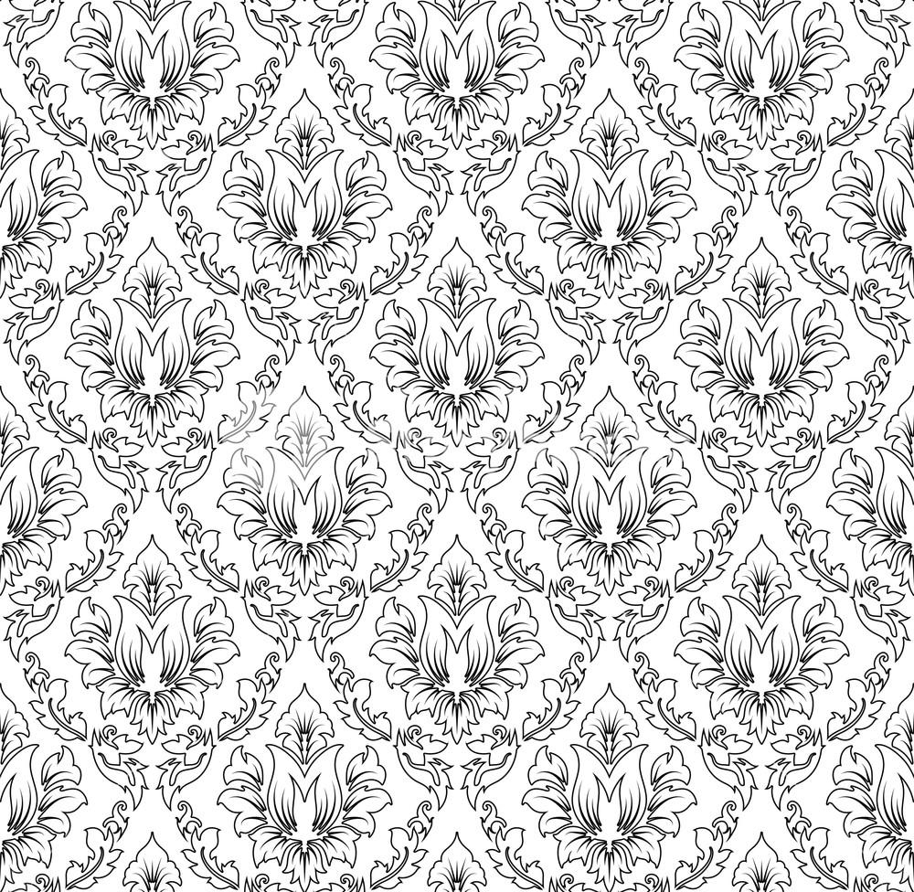 1000x980 Damask Seamless Pattern. Elegant Outline Design in Royal Baroque, Desktop