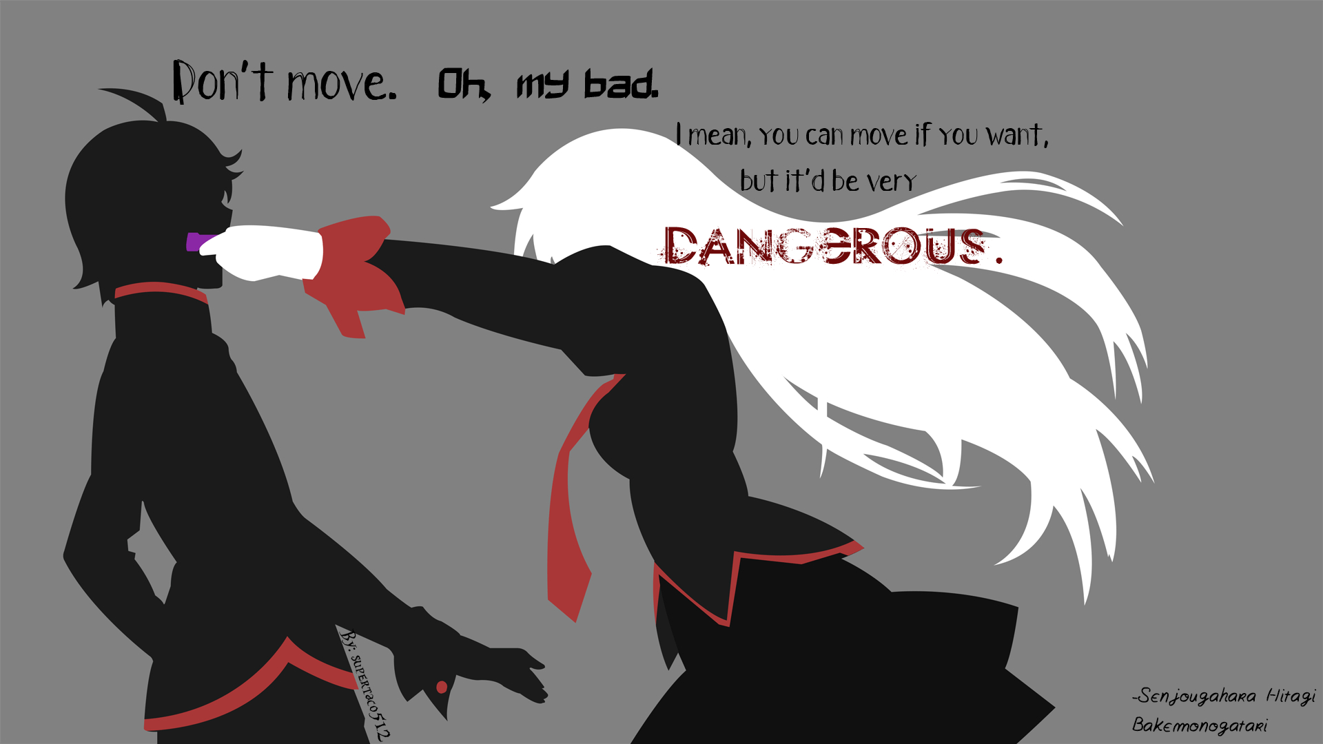 1920x1080 Wallpaper, illustration, quote, Monogatari Series, silhouette, Desktop