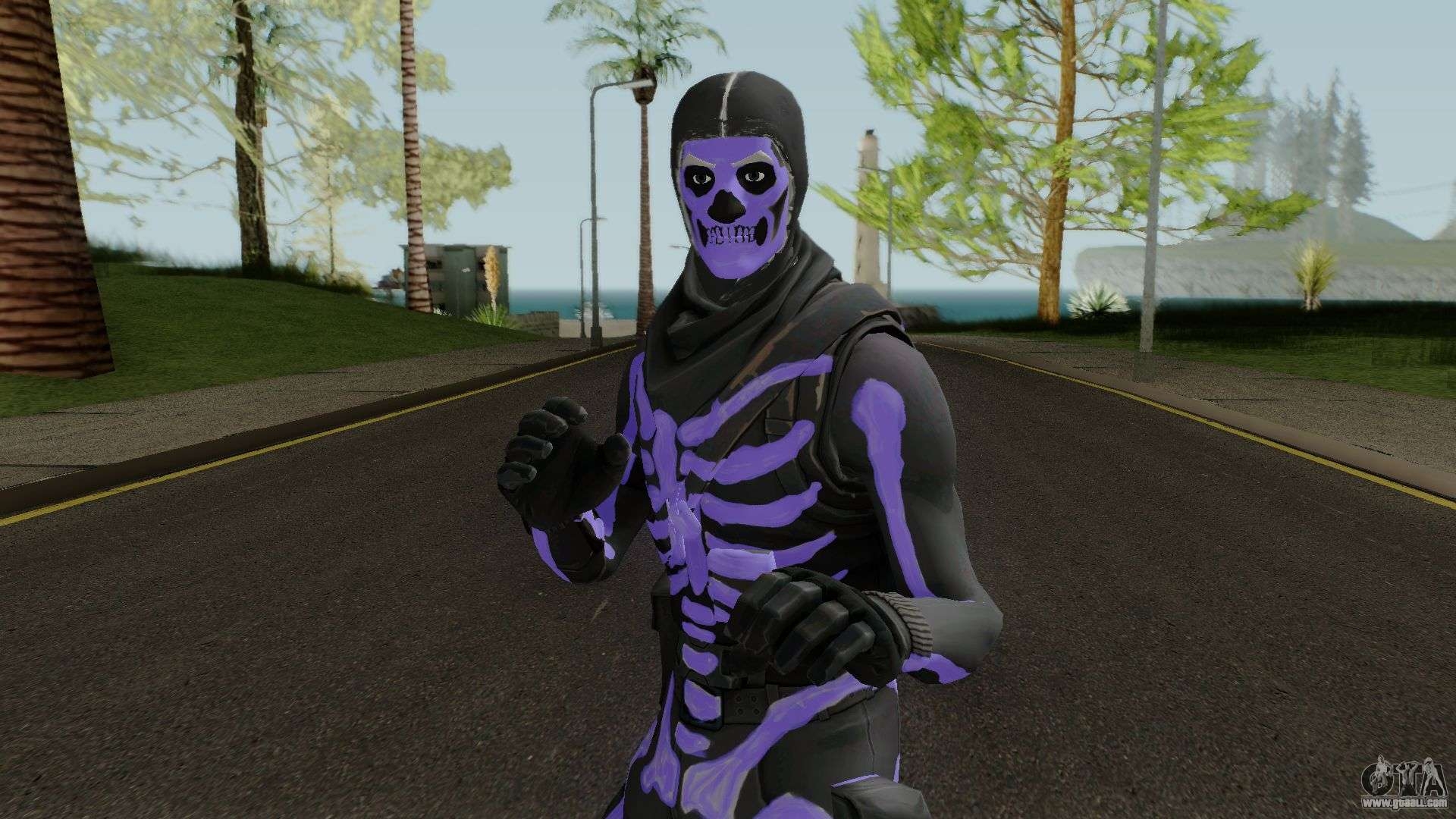 1920x1080 Purple Skull Trooper Style Fortnite for GTA San Andreas, Desktop