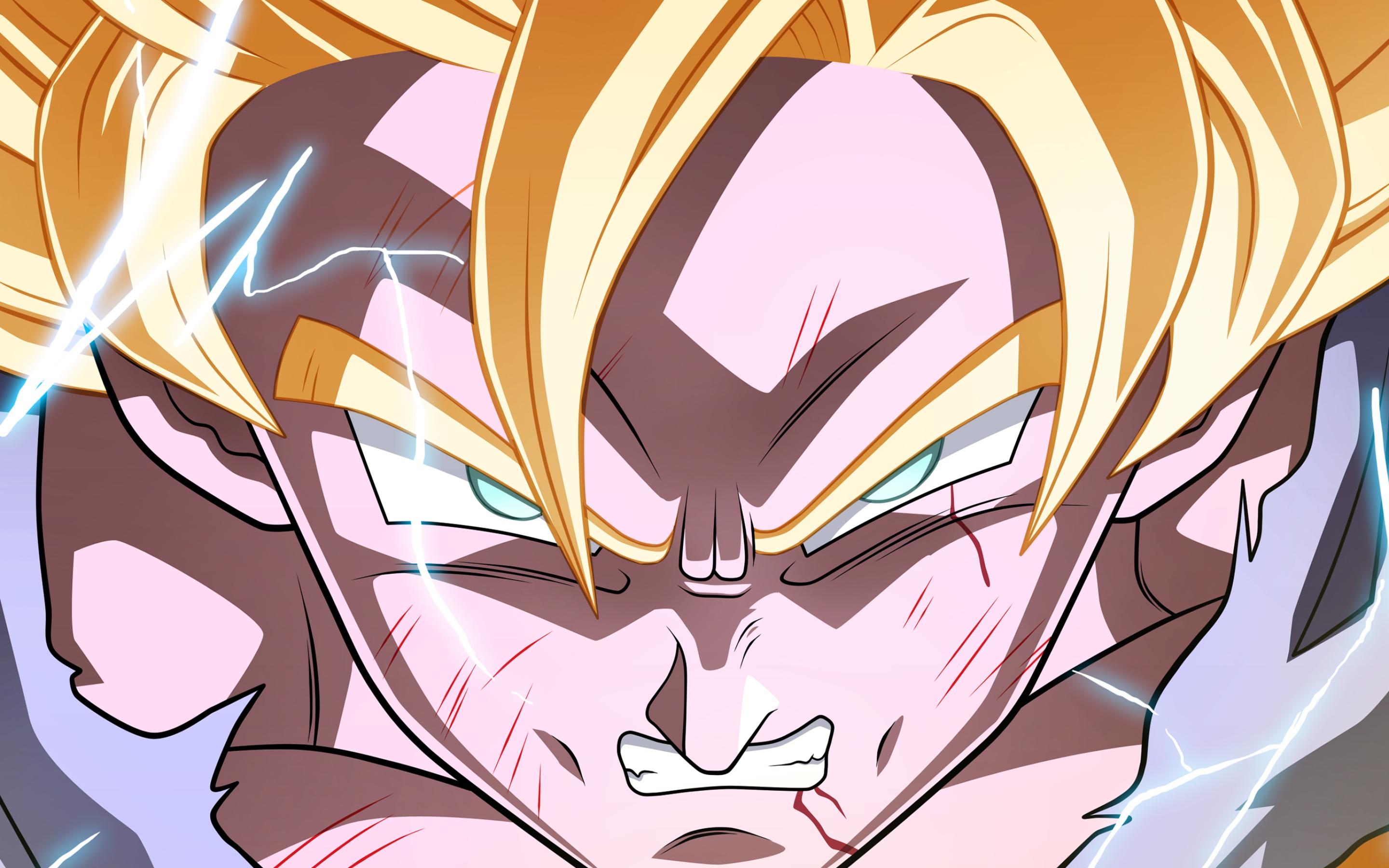 2880x1800 Download wallpaper 4k, Golden Goku, rage, Goku SSJ Dragon Ball, Desktop