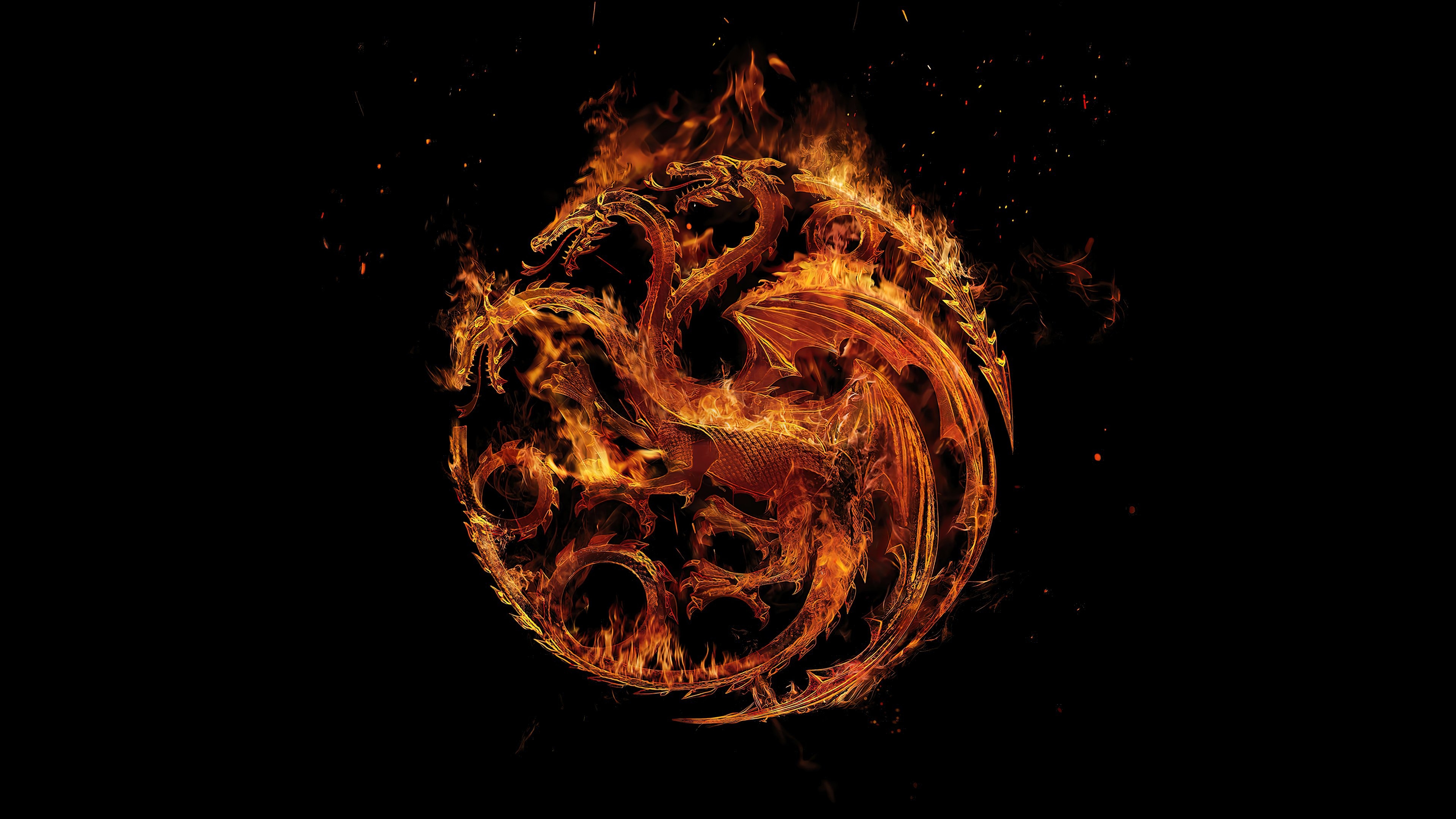 3840x2160 House of the Dragon Flaming Logo Wallpaper 4k Ultra HD, Desktop