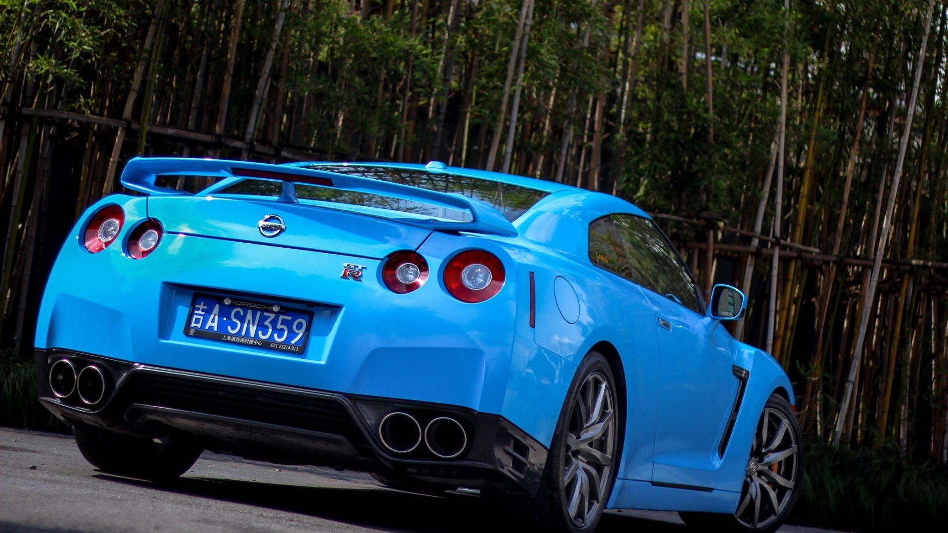 1920x1080 Download Wallpaper  Nissan, Gtr, R Bumper, Blue, Rear, Desktop