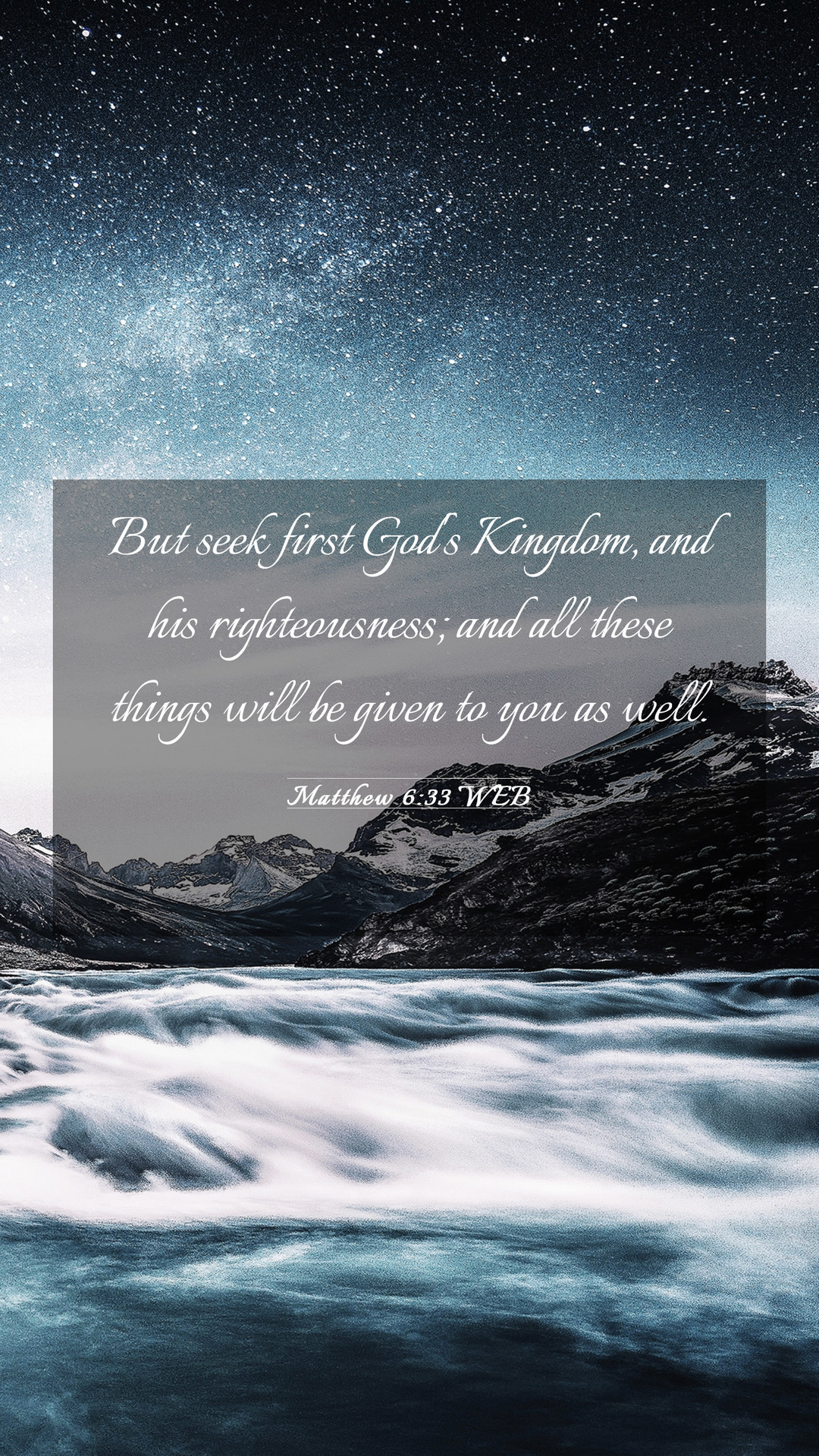 1080x1920 Matthew 6:33 WEB Mobile Phone Wallpaper seek first God's Kingdom, Phone