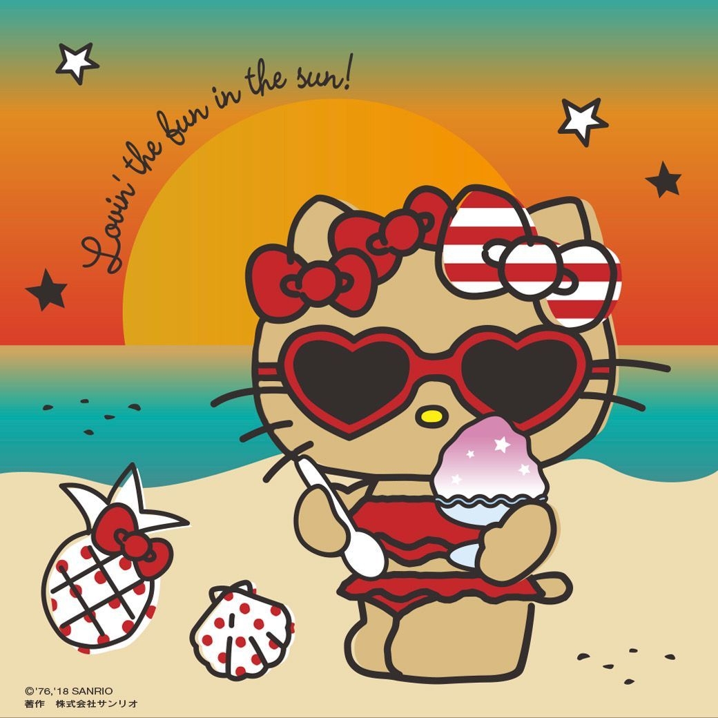 1040x1040 Hello Kitty Beach Wallpaper, HD Hello Kitty Beach Background on WallpaperBat, Phone