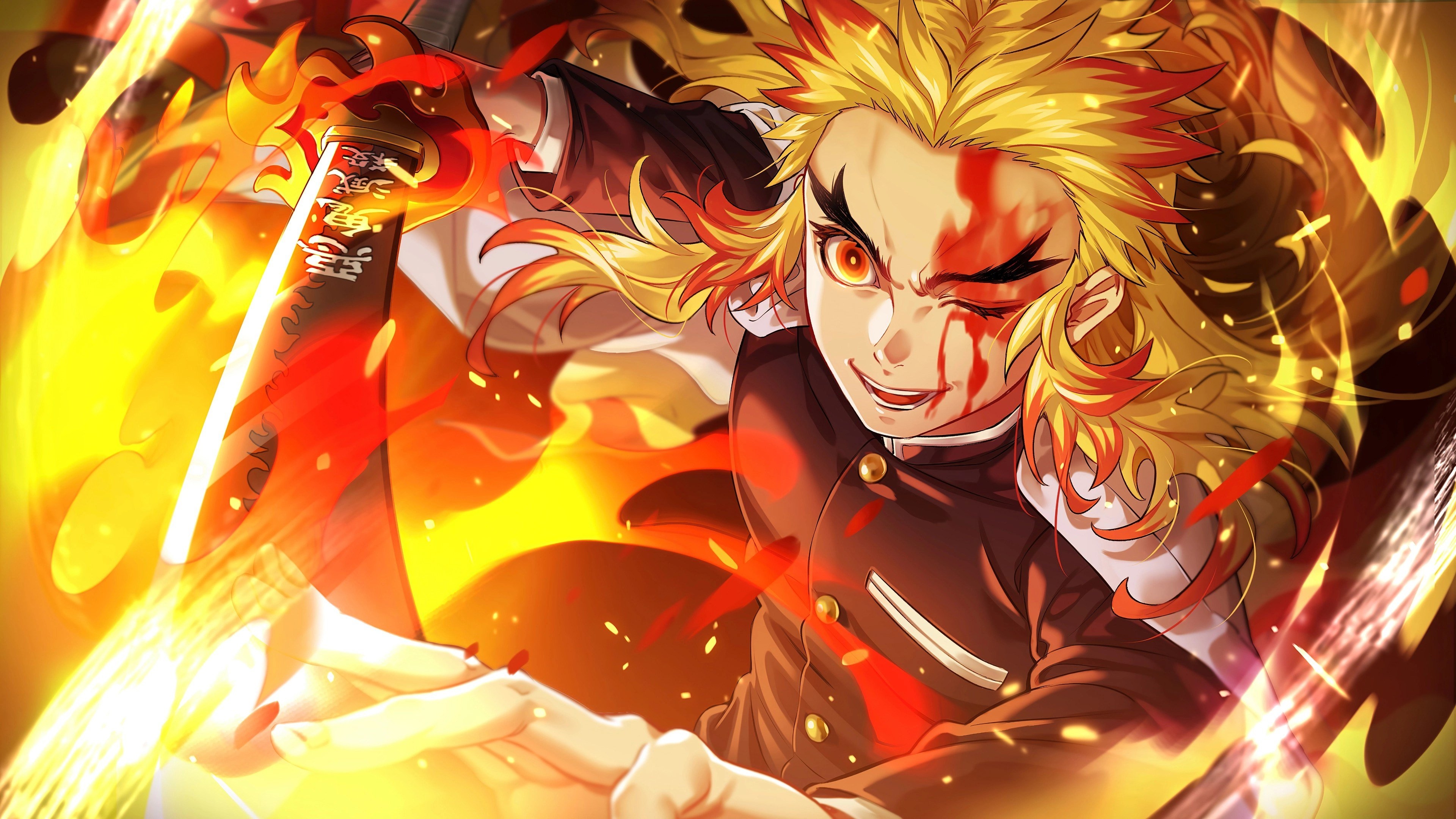 3840x2160 Demon Kyojuro Rengoku Wallpaper 4K Rengoku Akaza (Demon Slayer: Kimetsu no Yaiba) 4k., You can also upload and share your favorite anime wallpaper, Desktop