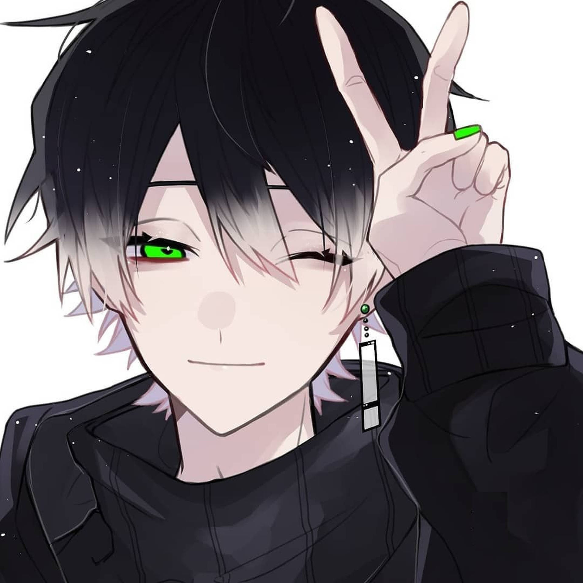 1920x1920 Download Anime Pfp Boy Peace Sign Wallpaper, Phone