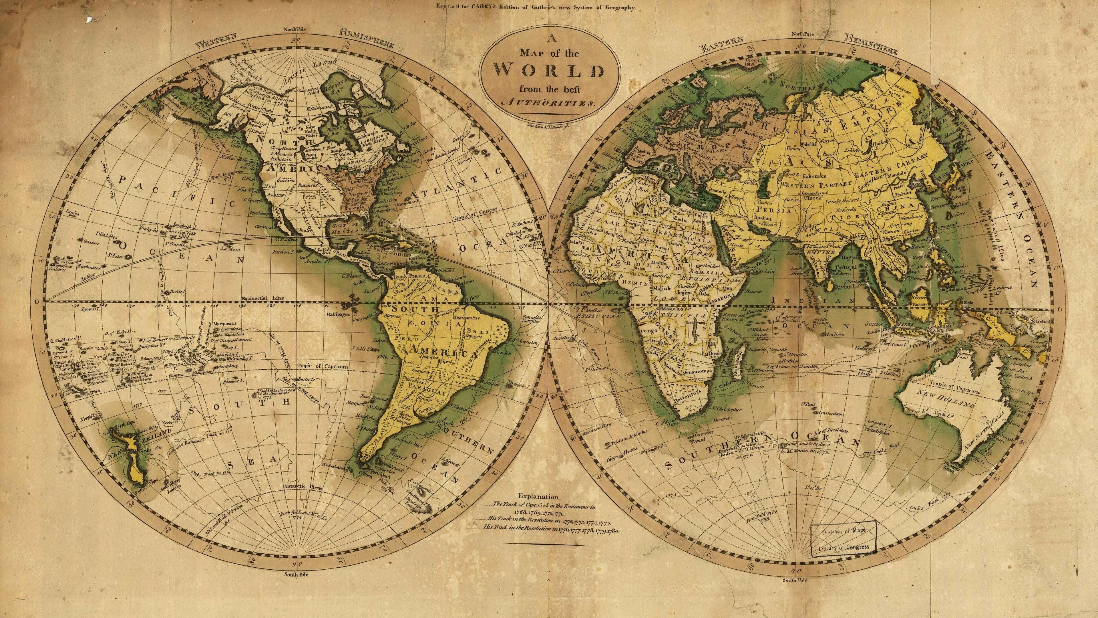 3840x2160 Download 4k wallpaper world map, hemisphere, earth, old world map, Desktop