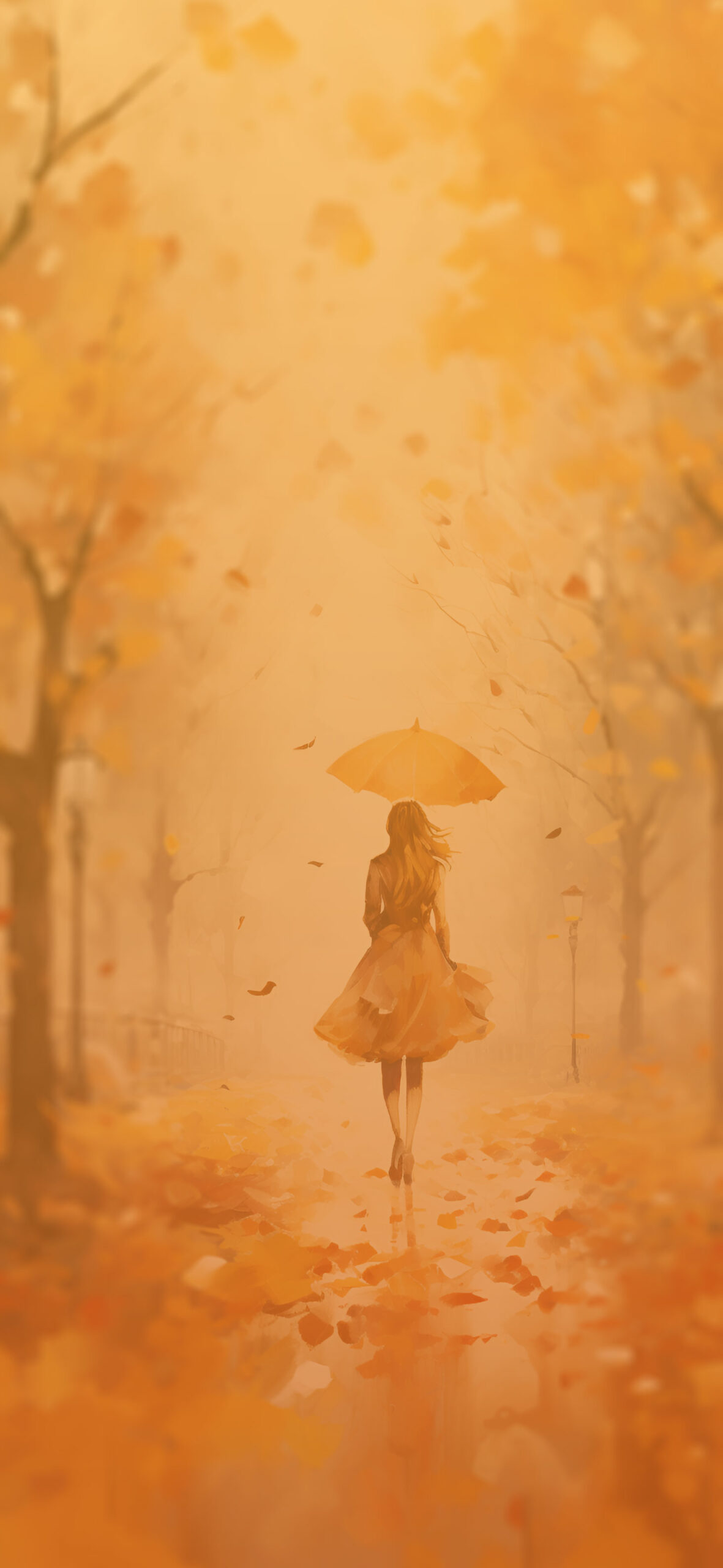 1190x2560 Girl under the Rain Watercolor Wallpaper Wallpaper HD, Phone