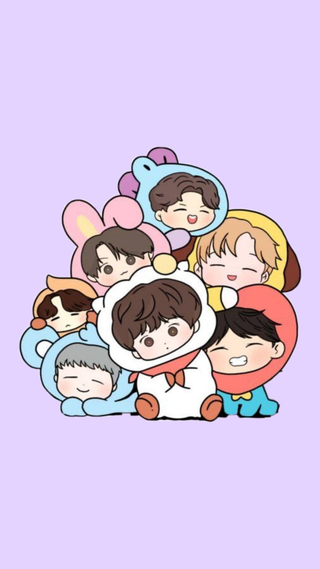 1080x1920 Download Bts Chibi Pile Wallpaper, Phone