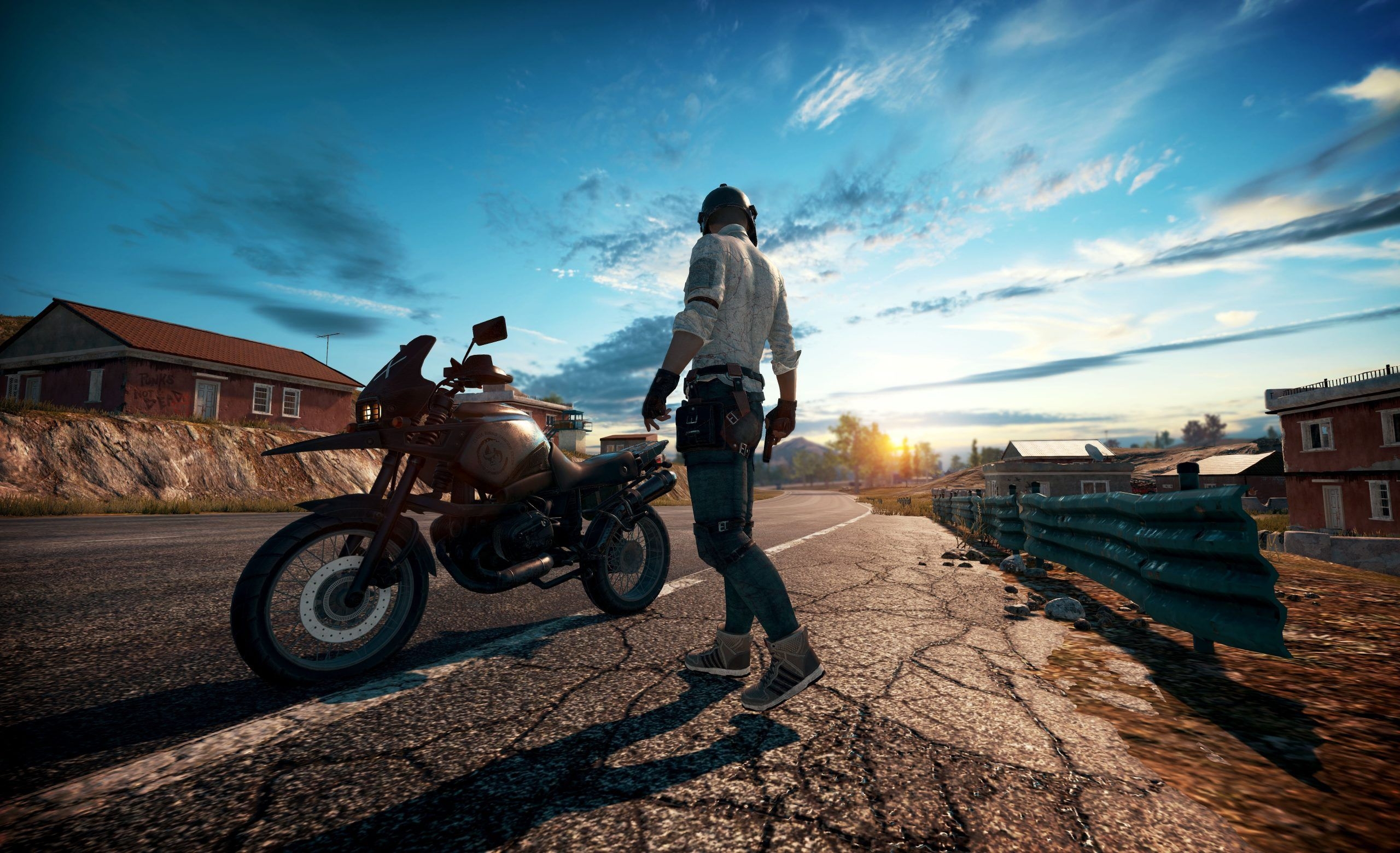 2560x1560 Game Pubg Player Ready For Bike Riding With Gun Wallpaper, Desktop