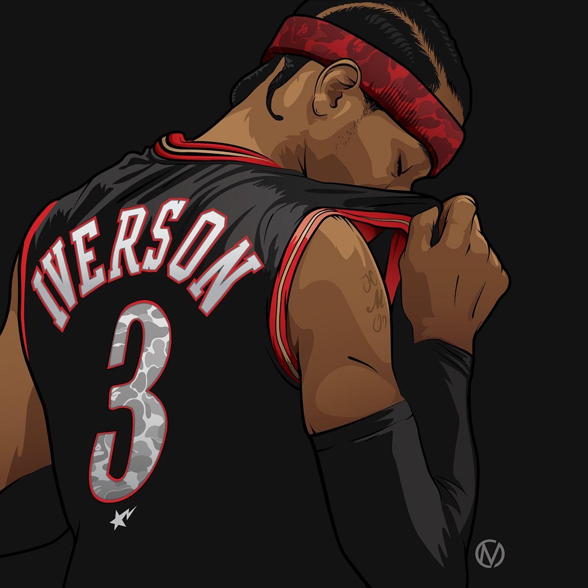 1200x1200 Allen Iverson x BAPE Illustration. Nba basketball art, Basketball, Phone