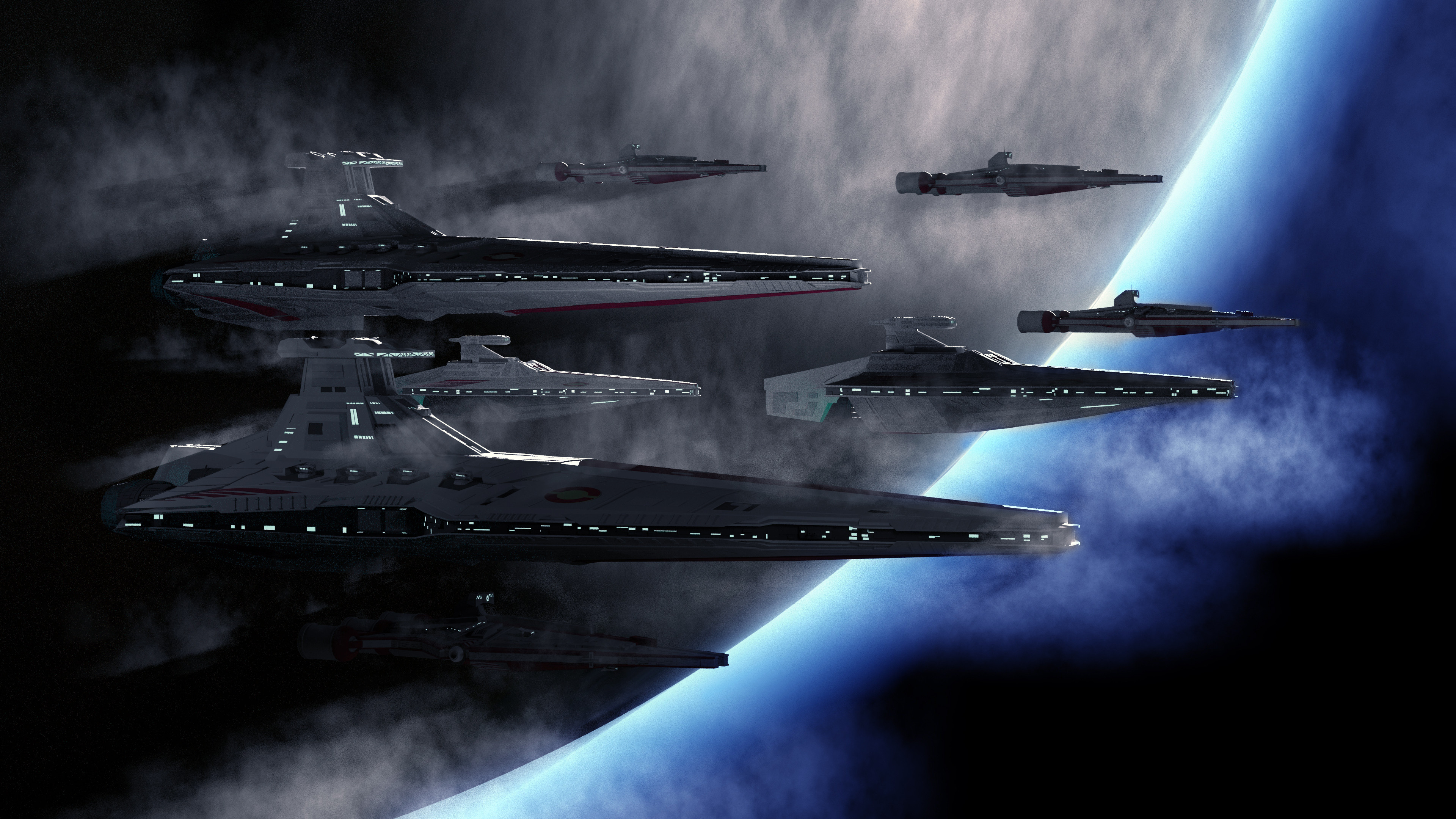 3840x2160 Star Wars Fleet Above Planet Still Render, Desktop