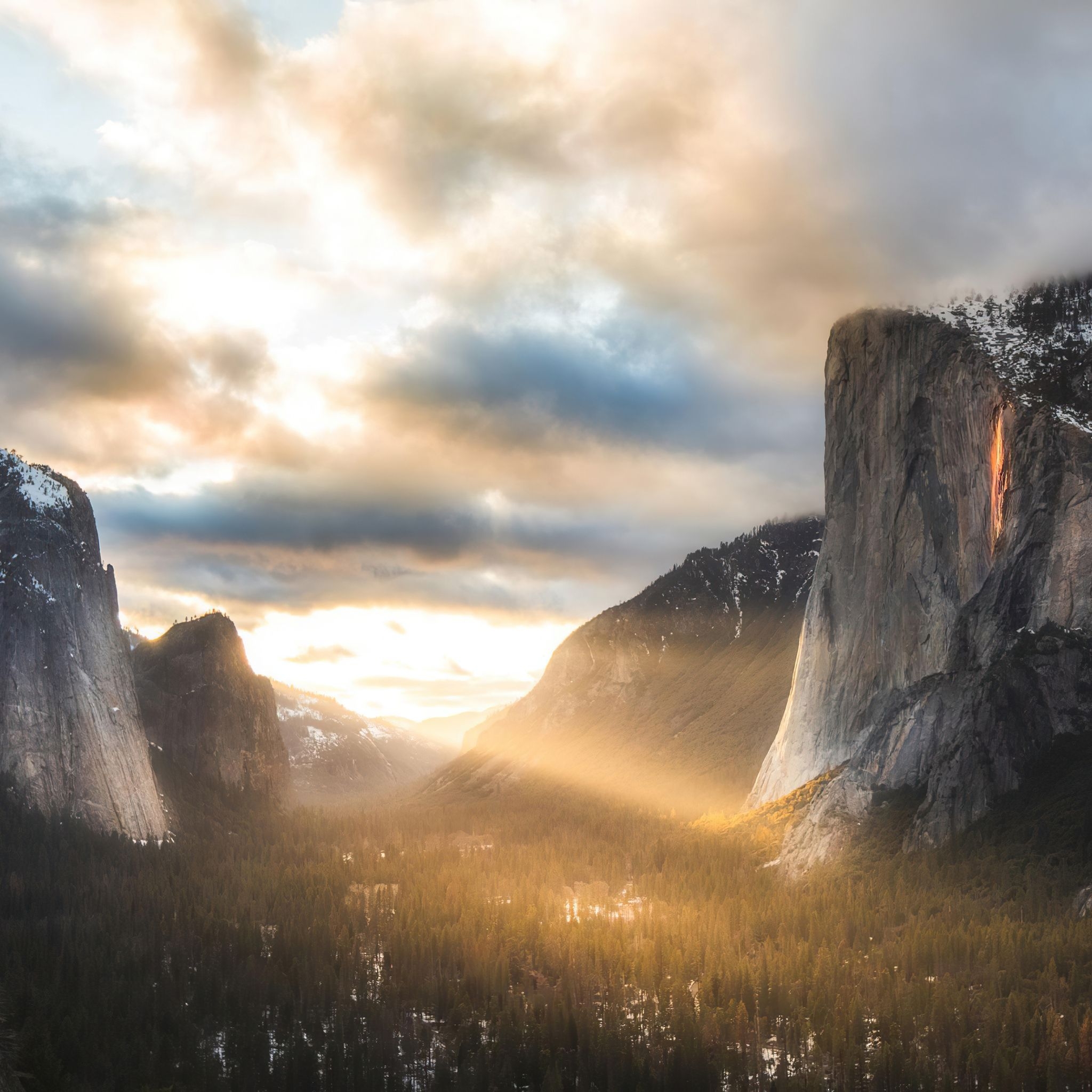 2050x2050 Firefalls At Yosemite National Park 4k iPad Air HD 4k Wallpaper, Image, Background, Photo and Picture, Phone