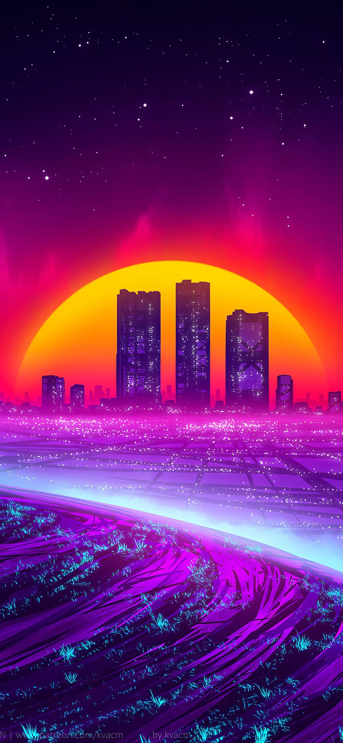 1130x2440 Buildings Fall Synthwave iPhone XS, iPhone iPhone X HD, Phone