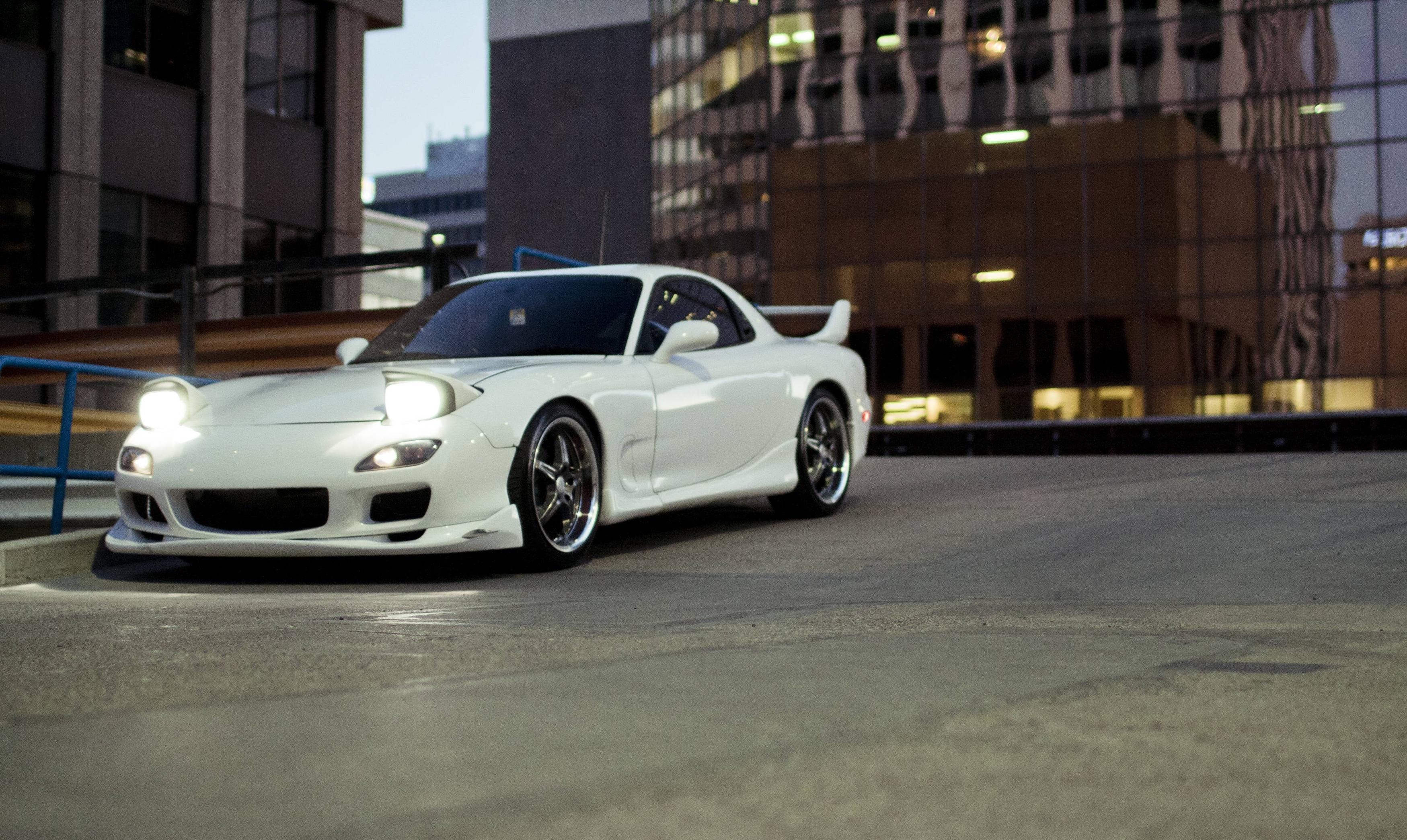 3500x2090 Wallpaper auto, cars, mazda rx white, tuning, tuning cars, Desktop