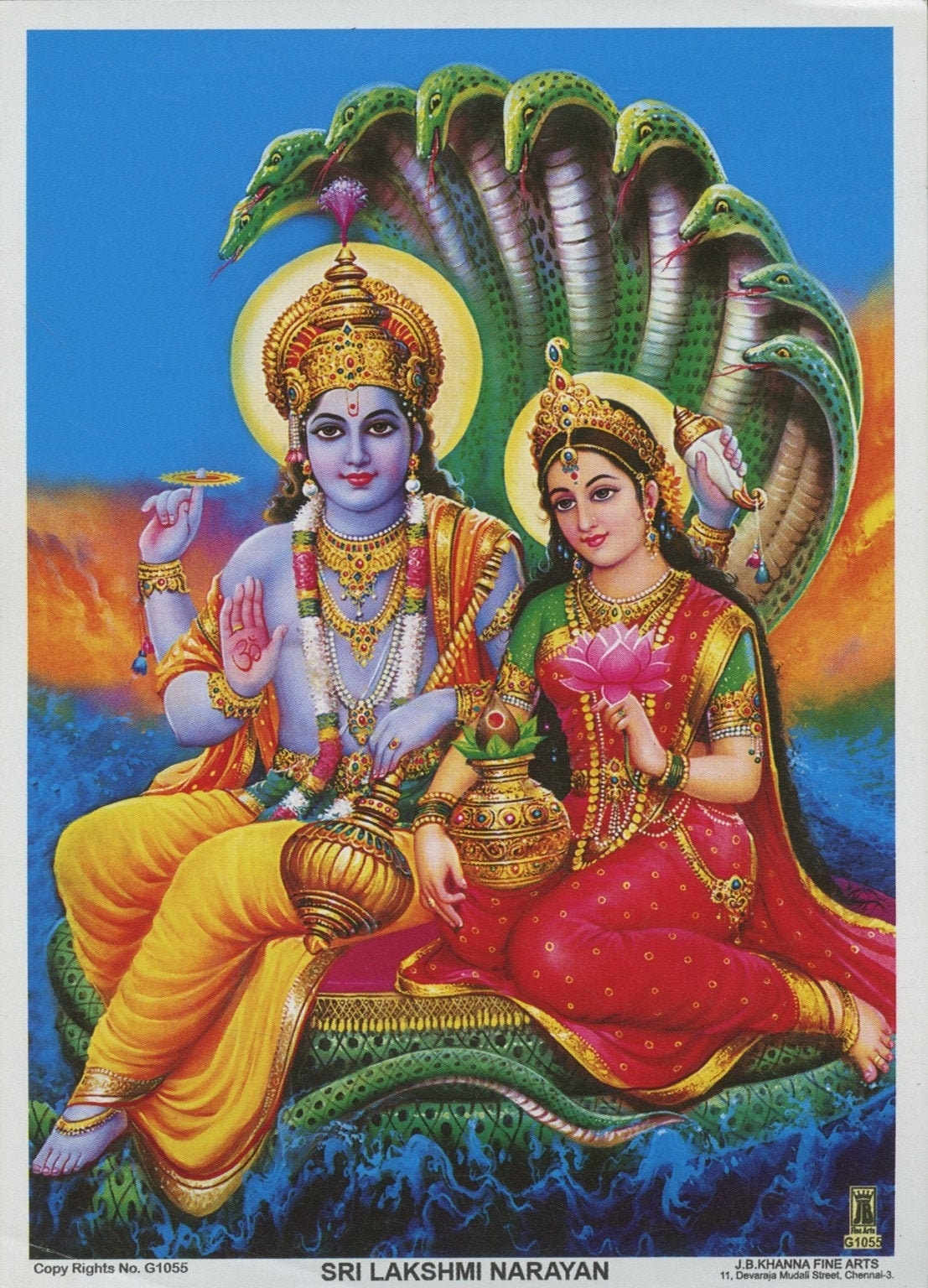 1110x1540 Vishnu & Lakshmi Vintage Style Indian Hindu Devotional, Phone