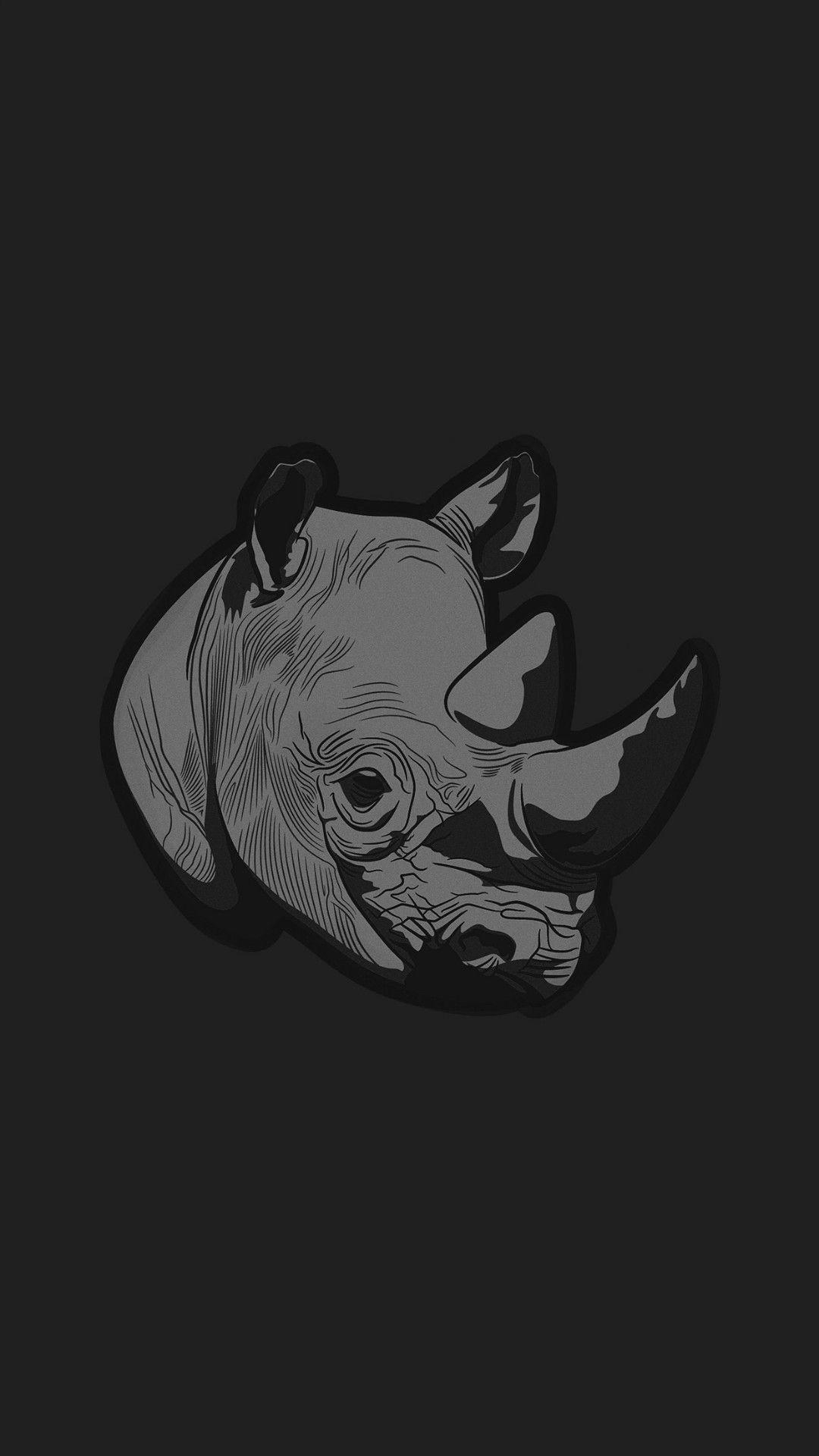 1080x1920 Thoughtful Rhino Dark Minimal Illust Art iPhone 8 Wallpaper, Phone