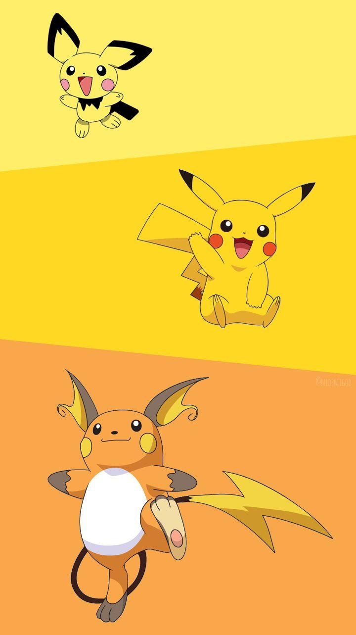 720x1290 Wallpaper Pichu, Pikachu and Raichu, Phone